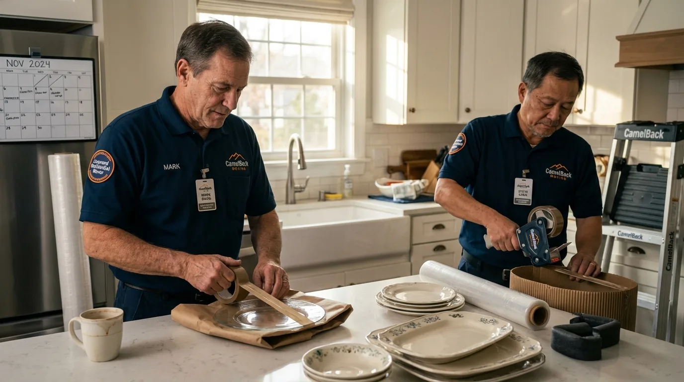 Professional crew packing kitchen dishware in Helmetta, NJ